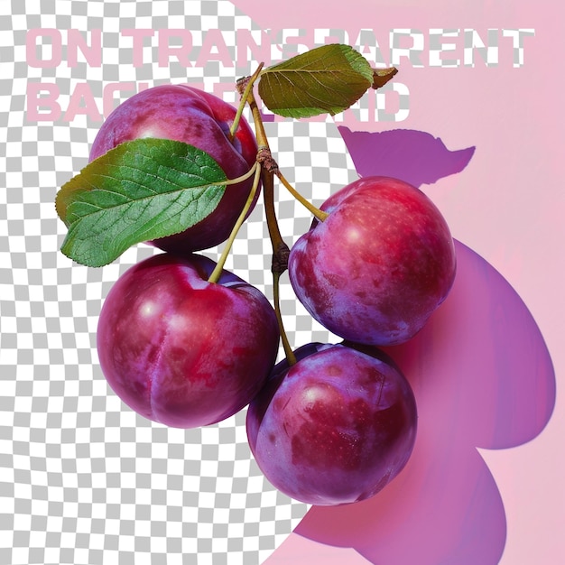 PSD a bunch of cherries with a green leaf on the bottom