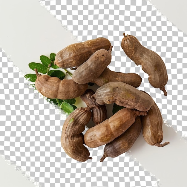 a bunch of nuts that are on a white background