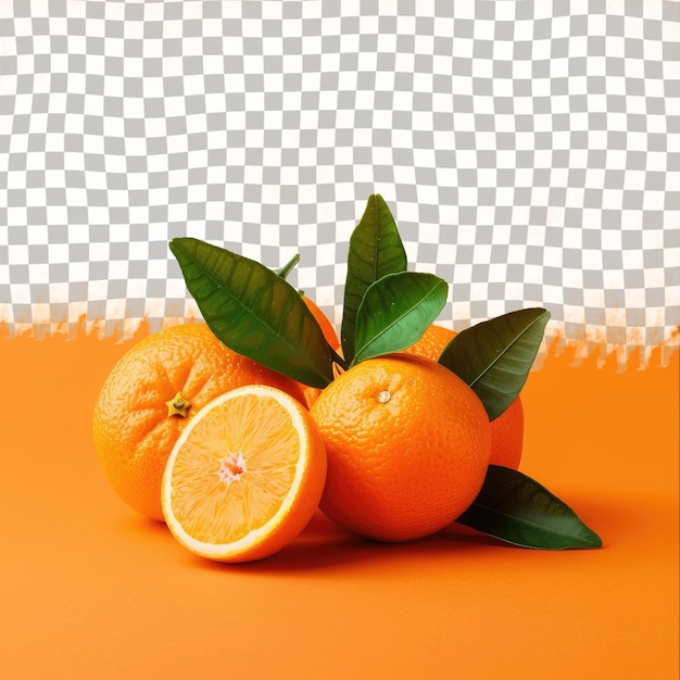 PSD 葉のあるオレンジの束とその上に葉がある1つ