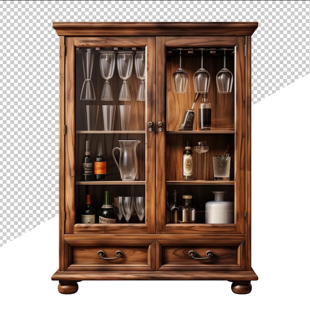 PSD a cabinet with a glass door that says empty