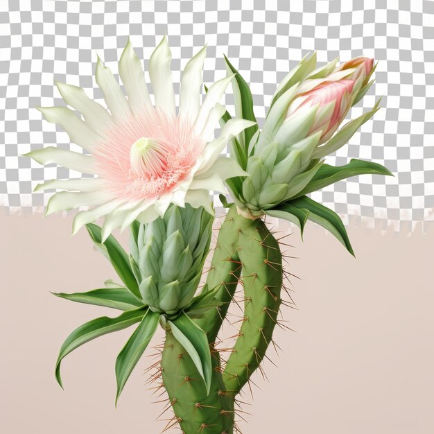 PSD ピンクの花と緑の葉のカクタス