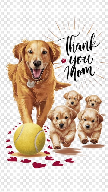 PSD a card with a golden retriever puppy and puppies