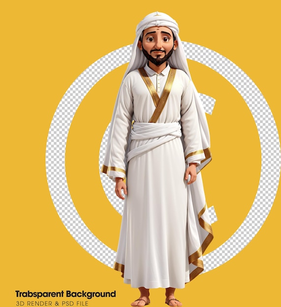 伝統的なアラブの服を着た漫画のキャラクター