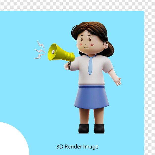 a cartoon character with a megaphone that says 3d render image