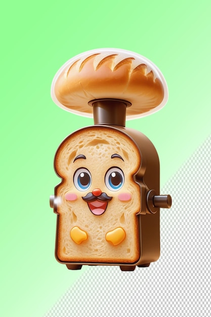 PSD Мультфильмный персонаж с тостом с изображением тостера на нем