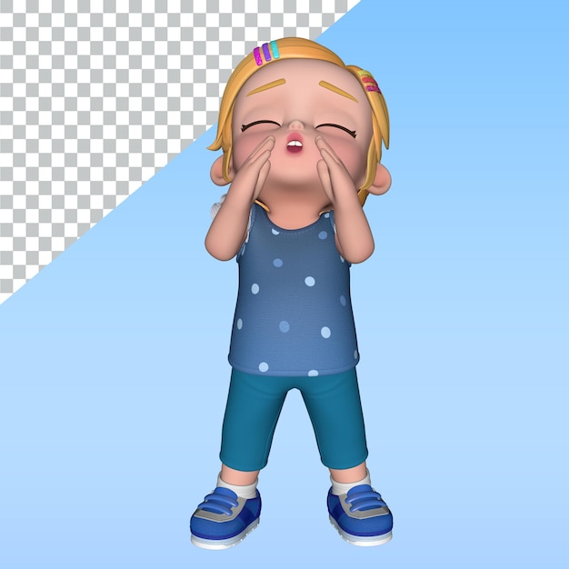 a cartoon girl a cartoon girl 3d character pose library design illustration 3d rendering character