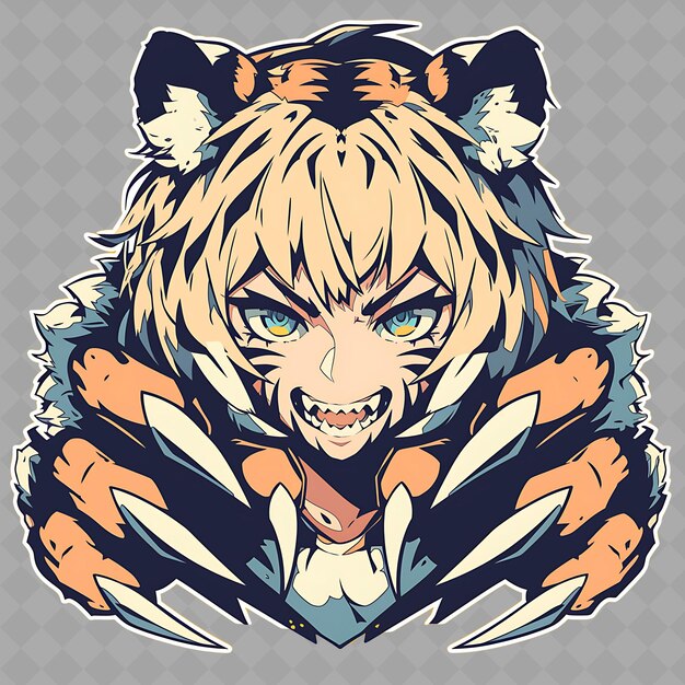 PSD Мультфильм с изображением тигра с лицом тигра