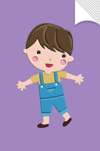 A cartoon of a boy wearing a yellow shirt that says'i'm a boy '