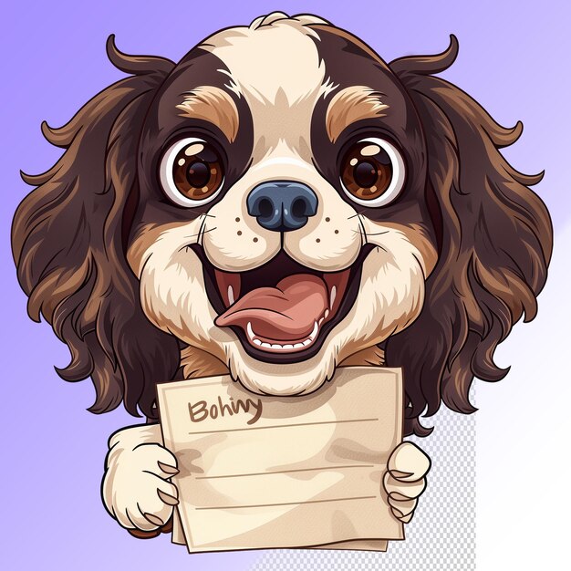 PSD Мультфильм с собакой, держащей табличку с надписью 