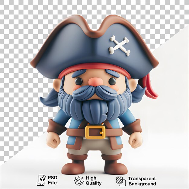 PSD 투명한 배경에 고립 된 모자와 해적 모자를 가진 해적의 만화