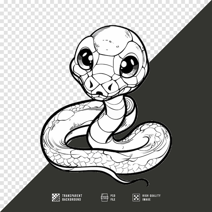 PSD a cartoon of a snake with a logo on it