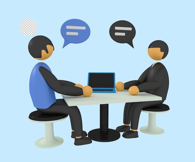 PSD Карикатура на двух человек, сидящих за столом со словом «равный».