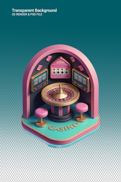 PSD Игра в казино под названием казино показана на синем фоне