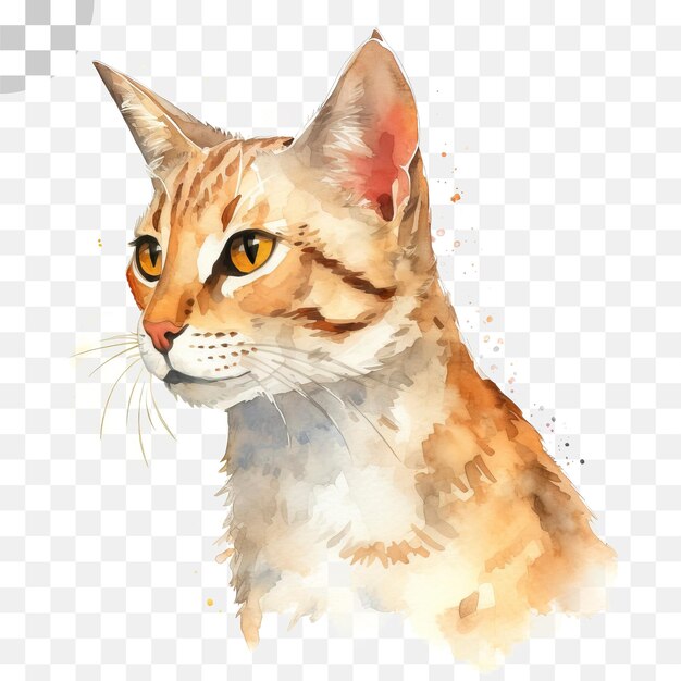 PSD Кот с оранжевыми глазами - это акварельный рисунок кота.