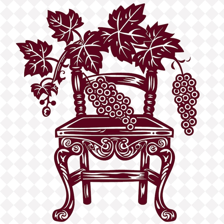 PSD a chair with grapes on it and a chair with vines on it