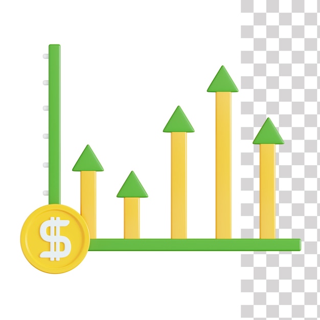 a chart with a dollar sign on it and a yellow arrow pointing up to the bottom.