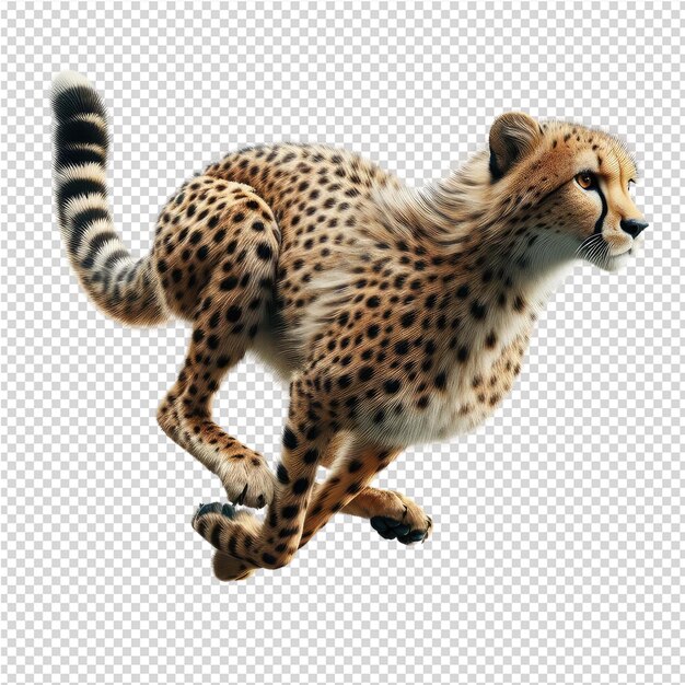 PSD a cheetah is running on a transparent background