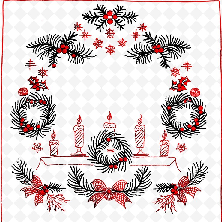 PSD a christmas card with a wreath and candles in it