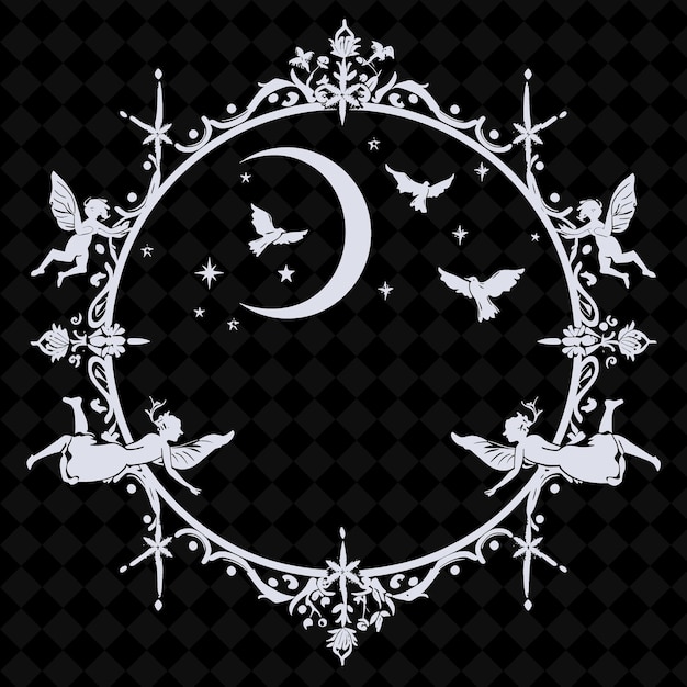 PSD 天使のサークルと半月と星と月
