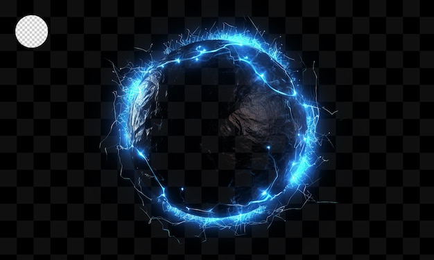 A circle of lightning with blue lights on a transparent background