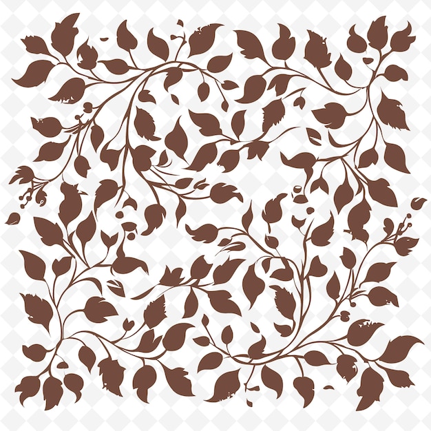 PSD 白い背景の葉と花の円形のパターン