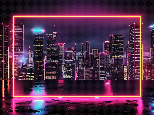 PSD 紫色の光と街のスカイラインを背景にした街のスキインライン