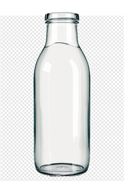 PSD Прозрачная бутылка молока со словом 