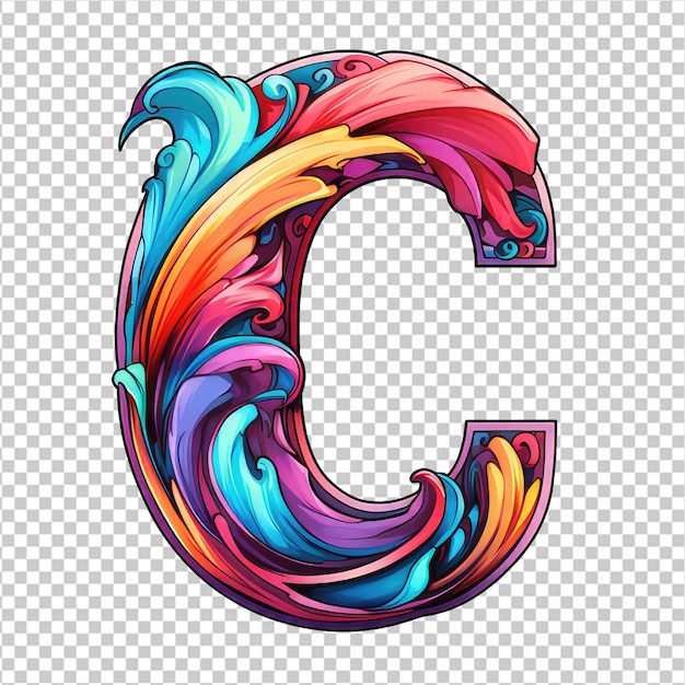 PSD 透明な背景のc文字のデザインのクローズアップ