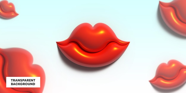 PSD 사랑이라는 단어가 적힌 붉은 입술 클로즈업