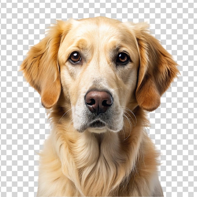 PSD Близкий снимок собаки-золотого ретривера на прозрачном фоне