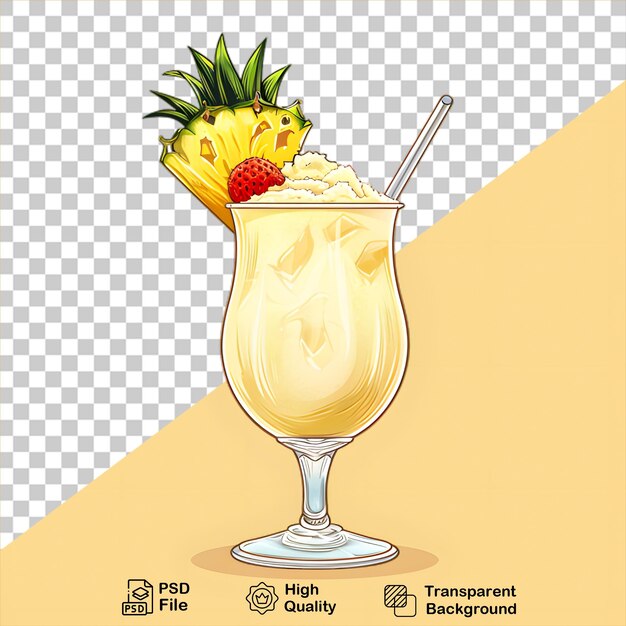 PSD a cocktail cup with pineapple isolated on transparent background