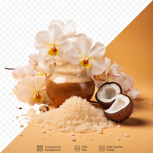 Кокос и кокосовое масло с кокосовым маслом и кокосовым маслом.