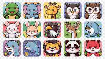 PSD a collage of cartoon animals with different pictures on them