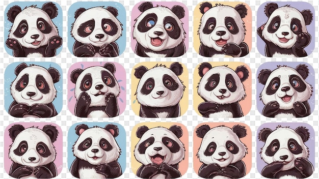 PSD a collage of pandas with different expressions