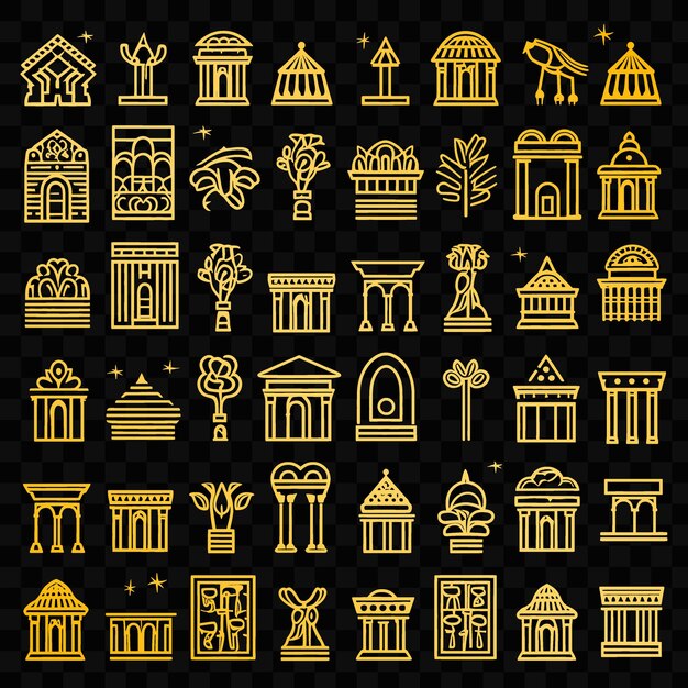 PSD Коллекция символов, включая дворец дворца