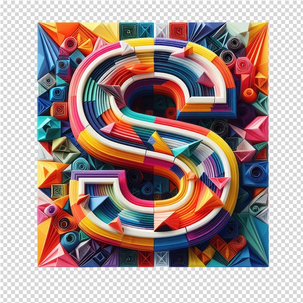 PSD Показан красочный абстрактный дизайн буквы s