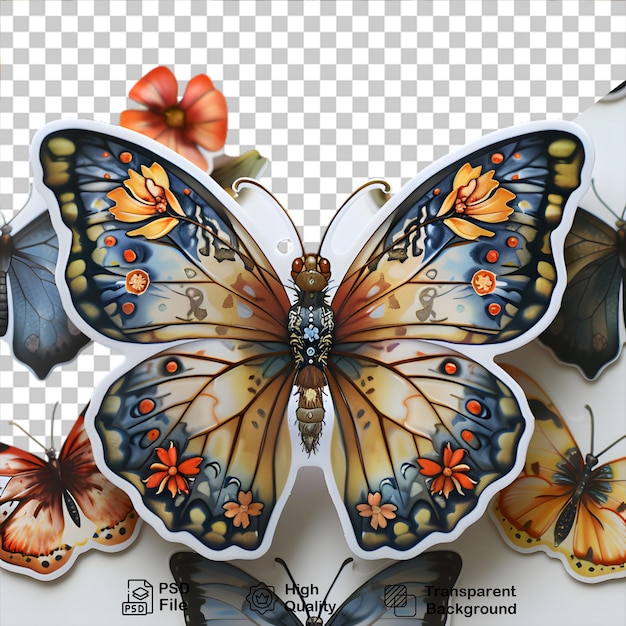 透明な背景に隔離されたカラフルな蝶