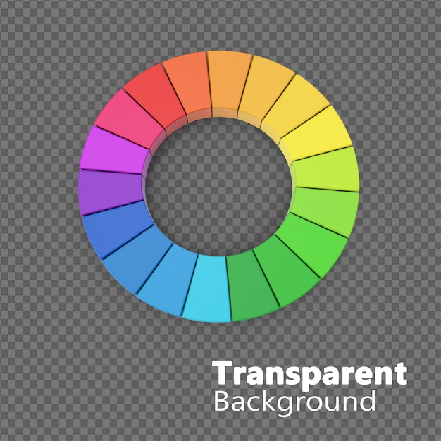 PSD テキストが透明な背景を持つカラフルな円。