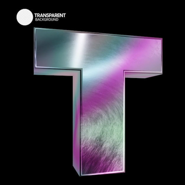 A colorful gradient letter t is shown in a black background.