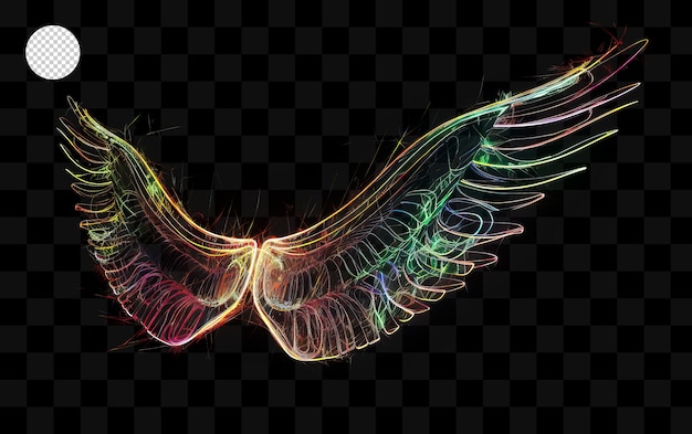 PSD 투명한 배경을 가진 날개 달린 천사의 다채로운 이미지