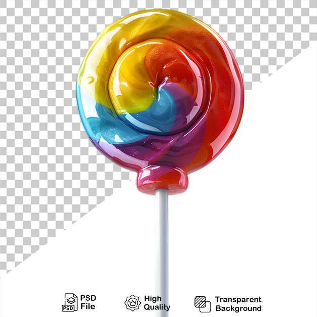 PSD a colorful lollipop that is on a stick on transparent background