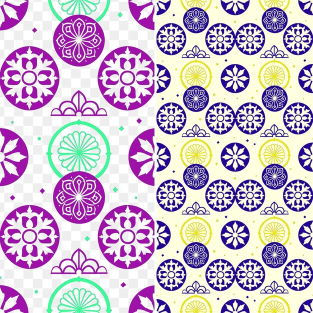 PSD 紫と黄色のデザインのデザインを持つカラフルなパターン