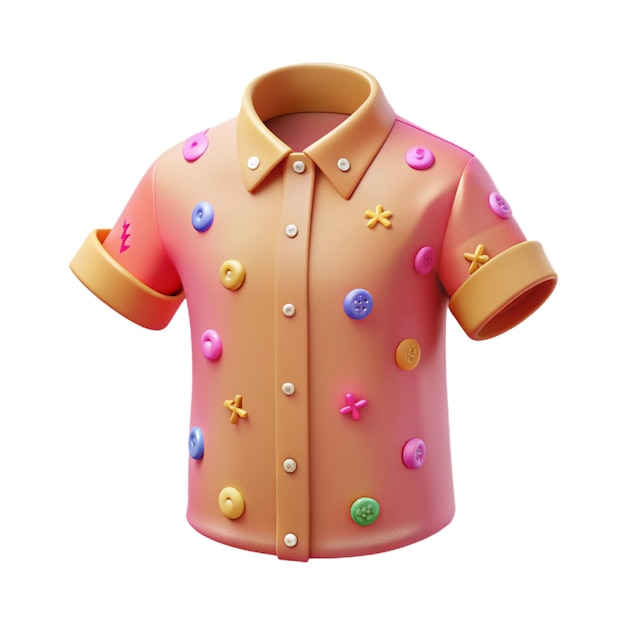 a colorful shirt with buttons on the front and the number 3 on the front