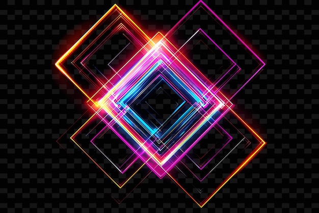 PSD Красочный квадрат с черным фоном и красочным изображением квадрата