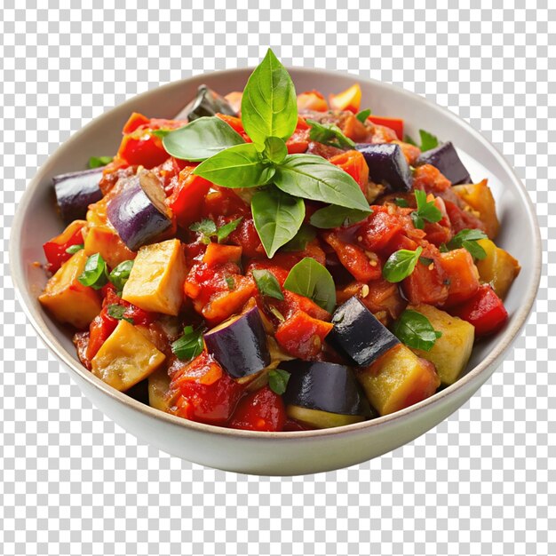 PSD a colorful vegetable salad on a white plate on transparent background