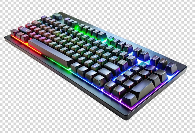 a computer keyboard with multicolored lights on it