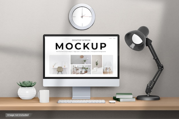 a computer monitor with a clock on the wall and a clock on the wall