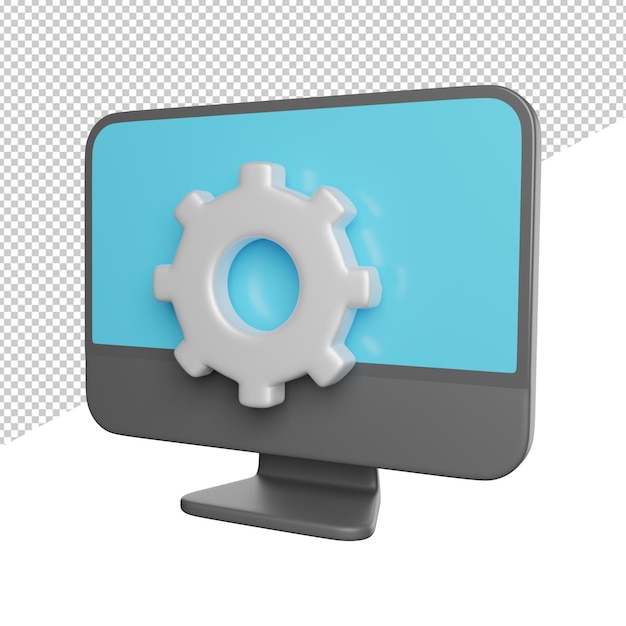 PSD Экран компьютера со значком шестеренки на нем