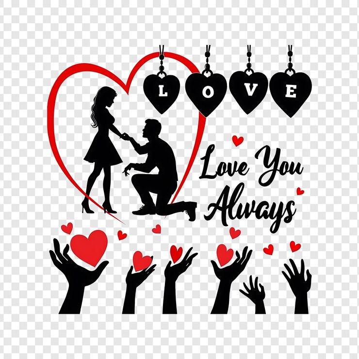 PSD a couple is holding hands and the words love you always