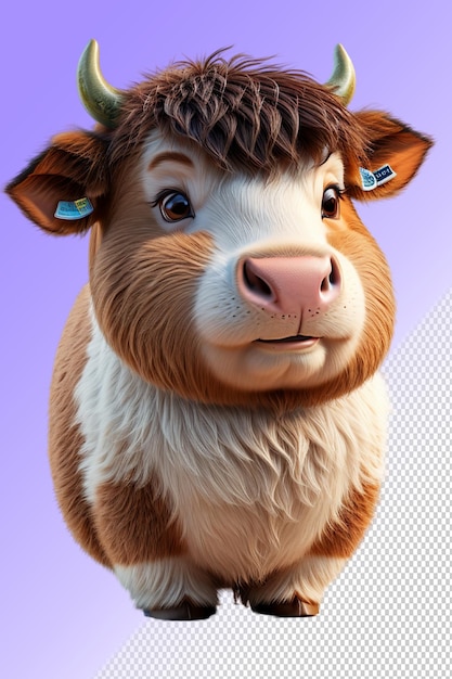 PSD Корова с коричневым лицом и синим тегом в середине